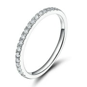 EAMTI Eternity Cubic Zirconia Engagement Ring, 925 Sterling Silver
