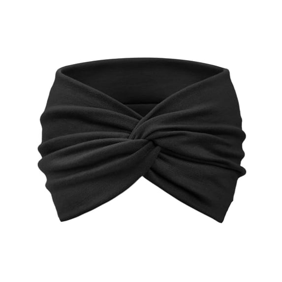 EANJE Twist Knot Wide Headbands for Women, Soft Stretchy Non Slip Turban Hair Wraps, Solid Color Sweat Hair Bands for Yoga Skincare Workout Daily Wear Black One Size