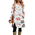 thumbnail image 1 of EANJE Christmas Womens Dress Christmas Holiday Print Crew Neck Tunic Midi Dress Long Sleeve Curved Split Hem Swing Dress Lightweight Trendy Autumn Wear Clothes with Side Pockets Multicolor XL, 1 of 6