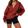 thumbnail image 1 of EANJE Half Zip Sweatshirt Women Fashion Half Zip Sweatshirt Plus Size Long Sleeve Crewneck Blouses Winter Solid Color Sweater Ginger L, 1 of 6