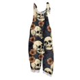 thumbnail image 1 of EANJE Halloween Jumpsuits for Women Dressy Wide Leg Scary Gothic Skull Floral Print Overalls Sleeveless Women Rompers Straps Jumpsuits Oversized Bib Overalls Winter Clothes Navy XL, 1 of 6
