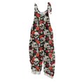 thumbnail image 1 of EANJE Halloween Jumpsuits for Women Overalls Sleeveless Loose Jumpsuits Womens Overall Wide Leg Gothic Skull Floral Graphic Straps Romper Trendy Bib Overalls Fall Outfit Black XL, 1 of 3