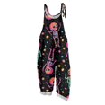 thumbnail image 1 of EANJE Halloween Overalls for Women Wide Leg Trendy Gothic Skull Floral Print Overalls Sleeveless Womens Rompers Straps Jumpsuit Loose Bib Overalls Winter Clothing Black 2XL, 1 of 6