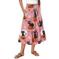 thumbnail image 1 of EANJE Halloween Womens Casual Elastic Waist Drawstring Midi Skirt Print Vacation Style A Line Flowy Skirt for Daily Wear Pink L, 1 of 4
