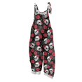 thumbnail image 1 of EANJE Halloween Womens Overalls Gothic Skull Floral Graphic Womens Overalls Sleeveless Wide Leg Jumpsuit Loose Straps Romper Adjustable Bib Overalls Fall Clothes Gray L, 1 of 5