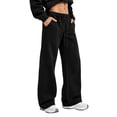 thumbnail image 1 of EANJE Men's Baggy Sweatpants Casual Elastic Waist Wide Leg Pants Solid Loose Fit Lounge Trousers with Side Pockets for Daily Streetwear Black XL, 1 of 5