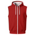 thumbnail image 1 of EANJE Men's Hooded Sleeveless Zip Vest Casual Drawstring Regular Fit Hood Knit Multi Color Layering Tops With Pockets Red 2XL, 1 of 7
