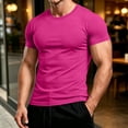 thumbnail image 1 of EANJE Men's T-Shirt Short Sleeve Crew Neck T-Shirt Casual Solid Color Outdoor Running Sports Breathable Tees or Daily Workout Wear Hot Pink L, 1 of 7