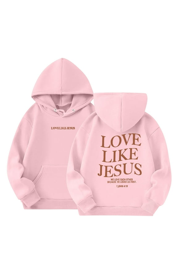 Pink Graphic Hoodie for Girls Love Like Jesus Hoodie Long Sleeve Love Like Jesus Cute Drawstring Preppy Pullover Kids Clothes Size 3-4 Years Pink 7-8Y