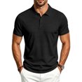 thumbnail image 1 of EANJE Polo Shirts for Men Waffle Short Sleeve Golf Shirts Casual 3 Buttons Solid Color Collared T Shirts Tops Black 2XL, 1 of 8