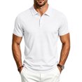 thumbnail image 1 of EANJE Polo Shirts for Men Waffle Short Sleeve Golf Shirts Casual 3 Buttons Solid Color Collared T Shirts Tops White L, 1 of 8