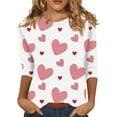 EANJE Valentines Shirts for Women 2025 Three Quarter Length Cute