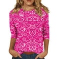 EANJE Valentines Shirts for Women 2025 Three Quarter Length Cute T