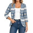 thumbnail image 1 of EANJE Women Christmas Graphic Open Front Cardigan, 3/4 Sleeve Loose Lightweight Shrug, Casual Printed Thin Knit Layering Top Multicolor M, 1 of 6