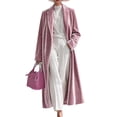 thumbnail image 1 of EANJE Women's Long Velvet Cardigan Jacket Lapel Collar Open Front Vintage Maxi Duster Cardigan Sweater Loose Fit Fall Winter Long Coat Pink XL, 1 of 4