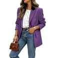 thumbnail image 1 of EANJE Women's Solid Casual Office Work Long Sleeve Open Front Blazer Jacket Purple XL, 1 of 5