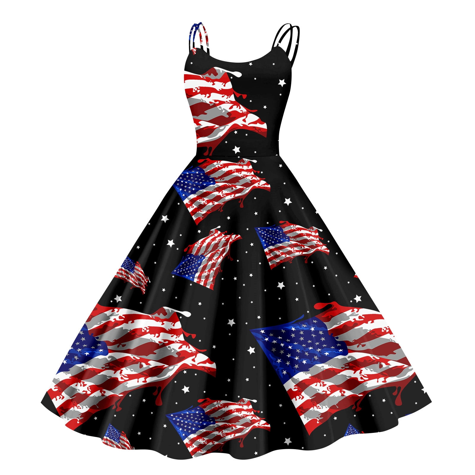 EANJE Womens 4th Of July Costumes 2025 American Flag Print Sleeveless V ...