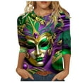 EANJE Womens Mardi Gras Tops 20253/4 Length Sleeve Shirts Carnival