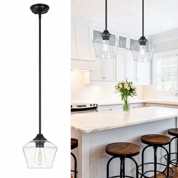 EANLOLY  Kitchen Island Chandelier, Hand Blown Glass Pendant Light Fixtures,Ceiling Hanging Rod Ceiling Ceiling Lighting for Kitchen Island Dining Room Bar