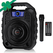 EARISE T26 RGB Portable Bluetooth PA Speaker System, Karaoke Machine Set with Wireless Microphone, Flashing RGB Lights, FM Radio, Vocal Elimination, Recording, Remote Control, Supports USB/TF/AUX