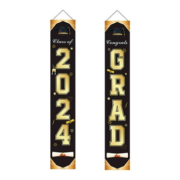 EARKITY 2024 Graduation Banner Decorations, Class of 2024 Congrats Grad Porch Sign Hanging Banner Door Sign Welcome Decor Photo Props for College, High School Graduation Party Decorations