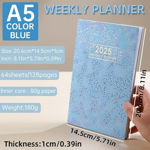 EARKITY 2025 Planner - Daily Planner Notepad - A Monthly, Weekly & Daily Planner 2025 for Planning Your Success - A5 Calendar, Scheduler, Organizer