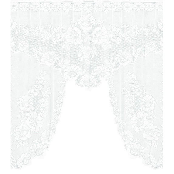 EARKITY Lace Valances Curtains, Floral Lace Window Valance, Short Kitchen Valances, Vintage Sheer Cafe Curtains, Semi Sheer Bathroom Tiers for Living Room Dining Room Bathroom Bedroom Closet Windows