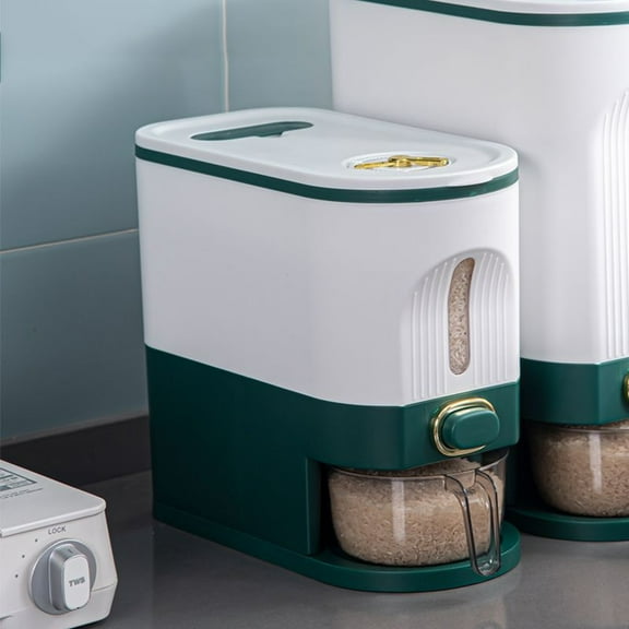 EARKITY Large Rice Dispenser, Large Grain Container Storage with Lid, Measuring Cylinder Moisture Proof Household Cereal Dispenser Bucket for Kitchen Soybean Corn