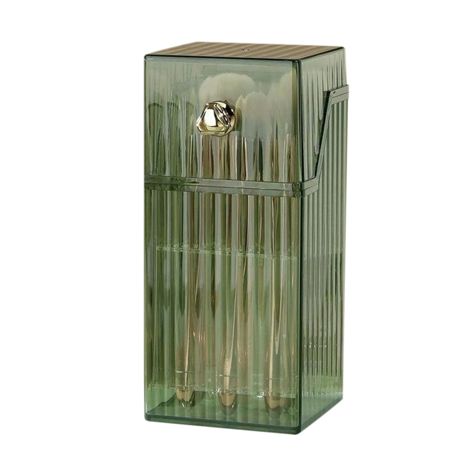EARKITY Makeup Brush Holder with Lid, Dustproof Cosmetics Make up Brush Organizer Storage, Desktop Makeup Organizer Box With Clear Cover For Vanity and Bathroom and Bedroom