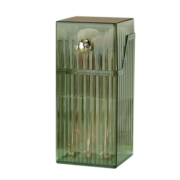 EARKITY Makeup Brush Holder with Lid, Dustproof Cosmetics Make up Brush Organizer Storage, Desktop Makeup Organizer Box With Clear Cover For Vanity and Bathroom and Bedroom