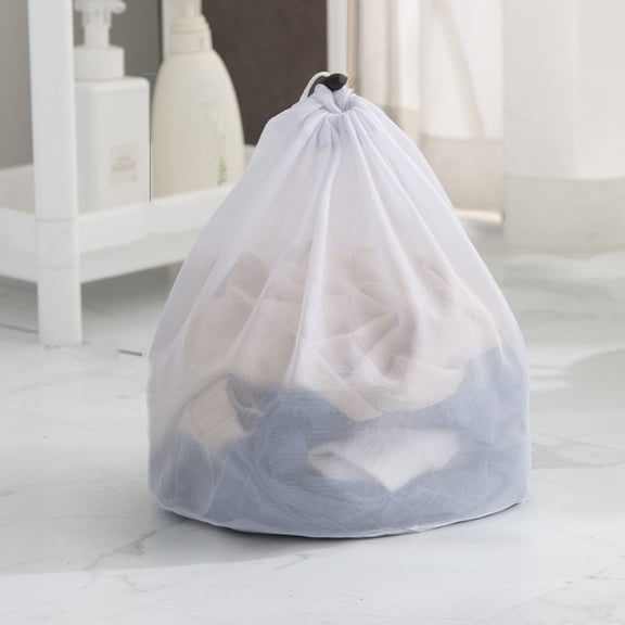 EARKITY Mesh Laundry Bags - Washing Machine Mesh Wash Bags - White Laundry Nets with Drawstring - Large Laundry Drawstring Bag for College, Dorm, Travel, Family and Apartment Dwellers
