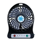 EARKITY Mini Desk Fan, Table Fan, Small Desk Fan, Rechargeable Battery Operated Fan with LED Light, Portable USB Fan, Mini Desktop Fan, 3 Speeds Adjustable, for Travel Camping Bedroom Office Classroom