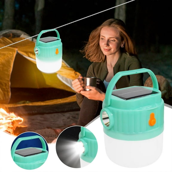 Outdoor Portable Emergency Lighting Flashlight, Solar LED Charging, Green, 100W Camping Lantern for Home, Outdoor Camping, Night Walking, Emergency Lighting FAMTKT