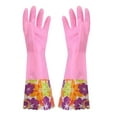 thumbnail image 1 of EARKITY Rubber Gloves, Flower Rubber Gloves, Reusable Dishwashing Gloves, Waterproof Non-Slip Household Gloves, Rubber Cleaning Gloves with Cotton Liner for Bleaching Bathroom, Laundry, Gardening, 1 of 5