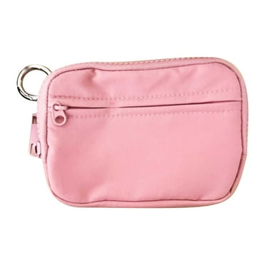Leather Change Wallet Keychain - Cowhide Zipper Coin Pouch With Wrist Strap