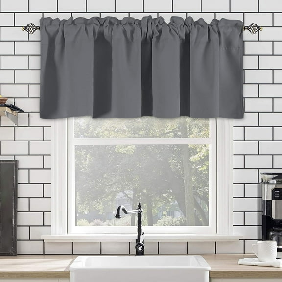 EARKITY Valance Curtain For Kitchen Black Out Window Curtains For Living Dining Room Window Valance 57×18inches