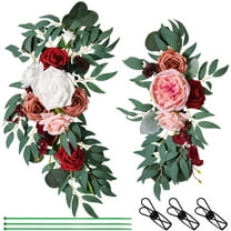 EARKITY Wedding Arch Flowers, Artificial Flower Swag, Wedding Arch Decor, Rose Flower Swag, Faux Flower Swag Set of 2 for Wedding Welcome Signs Floral Decorations and Wedding Reception Ceremony Signs