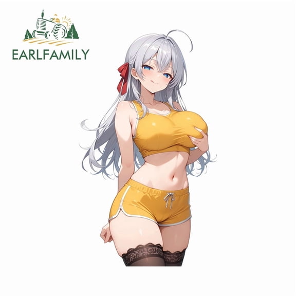 EARLFAMILY 5.1" Alya Alluring Chest Personality Creative Stickers Attractive Scooter Decals 3D PVC Suitable For Auto Car Gadget