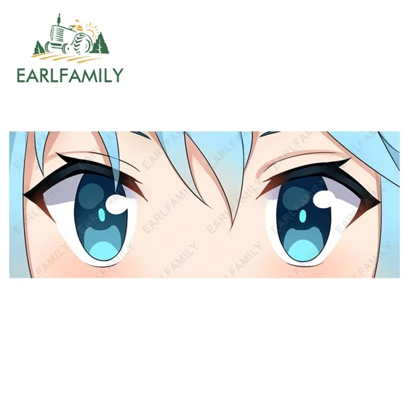 EARLFAMILY 5.1" Anime Eyes Aqua Slap Car Sticker Vinyl DIY Decal Classic Peek Girl Motorcycle Helmet Stickers Car Wrap