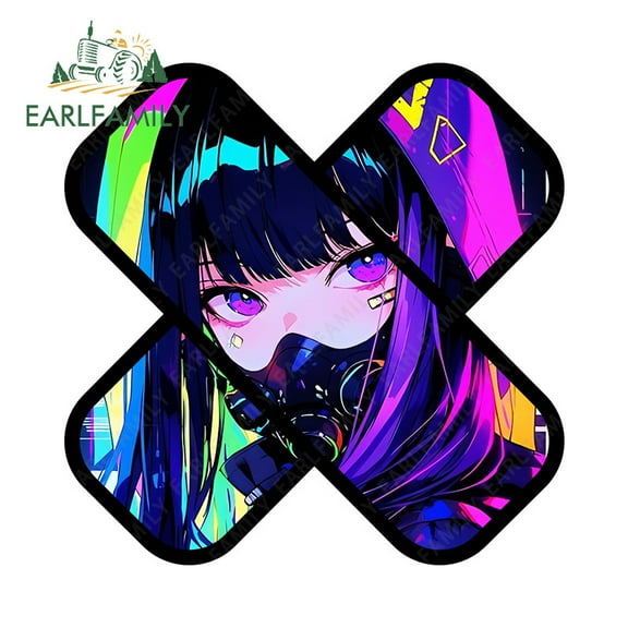 EARLFAMILY 5.1" Anime Girl Car Sticker Creative Windshield Motorcycle Skateboard Suitcase Vinyl Decal Scratch-Proof Car Label