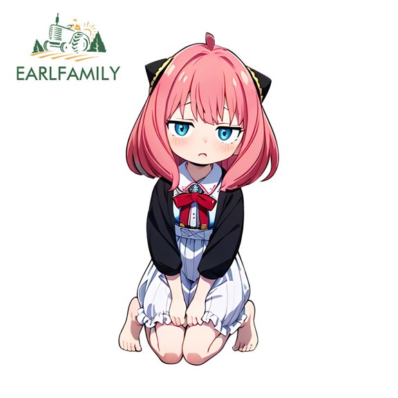 EARLFAMILY 5.1" Anya Car Stickers Kawaii Skateboard Motorcycle Electric-Bicycle Windshield Vinyl Decal Occlusion Scratch Waterproof Car Door Protector