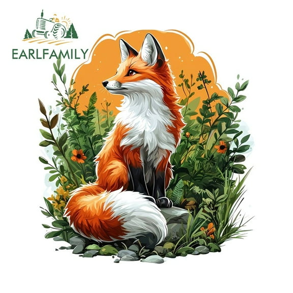EARLFAMILY 5.1" Artstic Fox Head Car Stickers Sunscreen Vehicle Truck JDM Decals