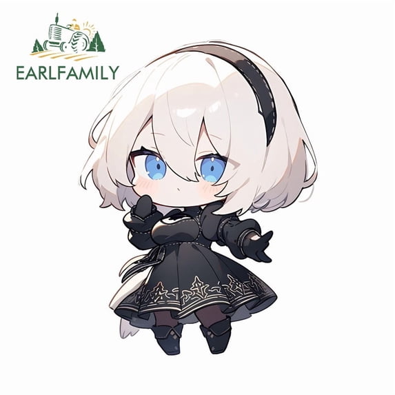 EARLFAMILY 5.1" Automata Nier Car Stickers Kawaii Motorcycle Windshield Vehicle Tumbler Waterproof JDM Vinyl Decals Occlusion Scratch Car Goods