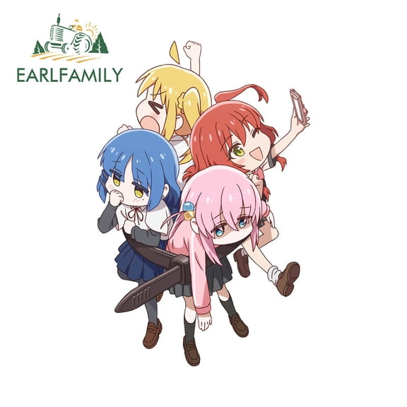 EARLFAMILY 5.1" Bocchi The Rock Car Stickers Personality Occlusion Scratch Motorcycle Trunk Luggage Vehicle Decal Waterproof Amusing Custom Printing