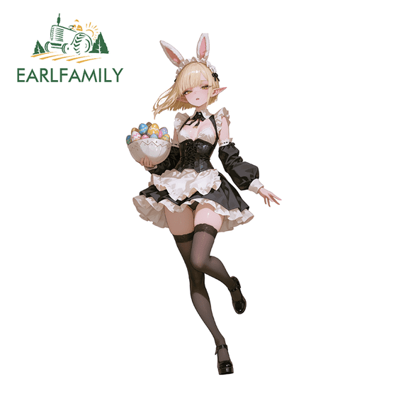 EARLFAMILY 5.1" Bunny Elf Girl Car Stickers Waterproof Fine Motorcycle RV Decal
