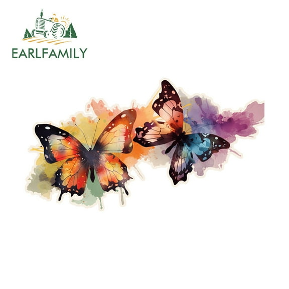 EARLFAMILY 5.1" Butterfly Graffiti Car Stickers Waterproof Campervan Surfboard Rear Windshield JDM Vinyl Decal Occlusion Scratch Car Door Protector