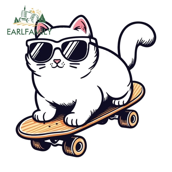 EARLFAMILY 5.1" Cat Car Sticker Interesting Occlusion Scratch Campervan Surfboard Rear Windshield Vinyl Decal Waterproof Vinyl Car Wrap