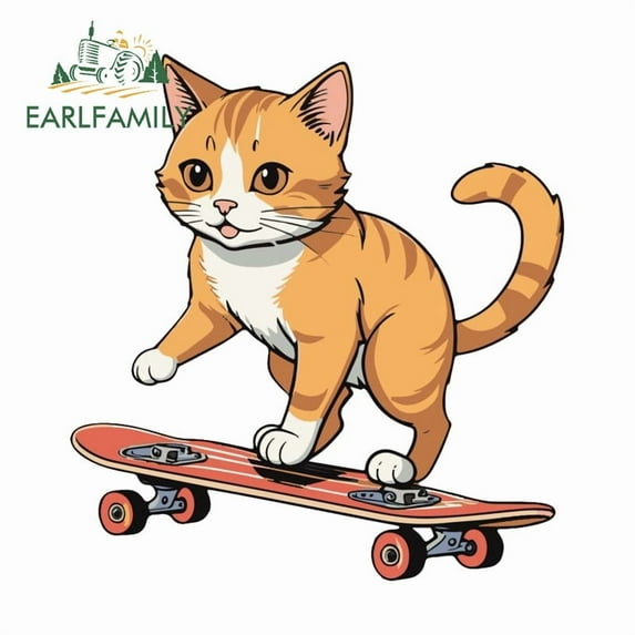 EARLFAMILY 5.1" Cat Car Sticker Interesting Occlusion Scratch Campervan Surfboard Rear Windshield Vinyl Decal Waterproof Vinyl Car Wrap