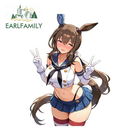 EARLFAMILY 5.1" Cat Girl Sticker Windows Host Laptop Windshield RV DIY Decals