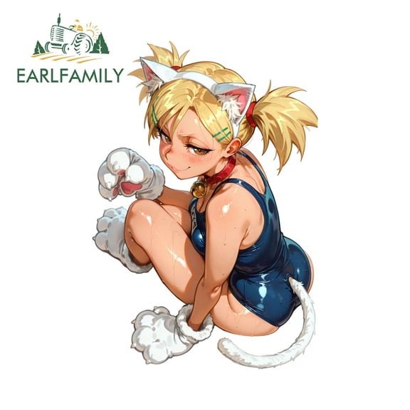 EARLFAMILY 5.1" Catgirl Car Sticker Artistic Waterproof ATV Trolley JDM Decals